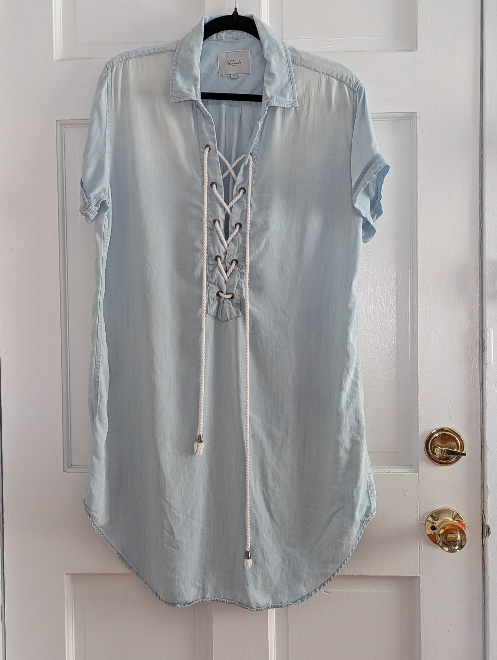 Rails Rocky Lace Up Chambray Shift Dress Blue Size M - Picture 2 of 5